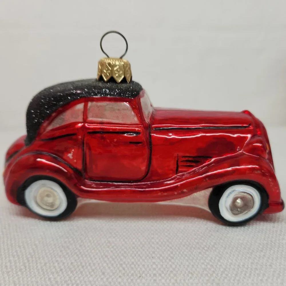 Kurt S Adler Polonaise Old Car 1 Red Roadster Glass Christmas Ornament